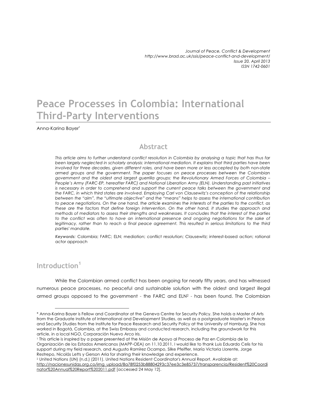 Download Peace Processes in Colombia
