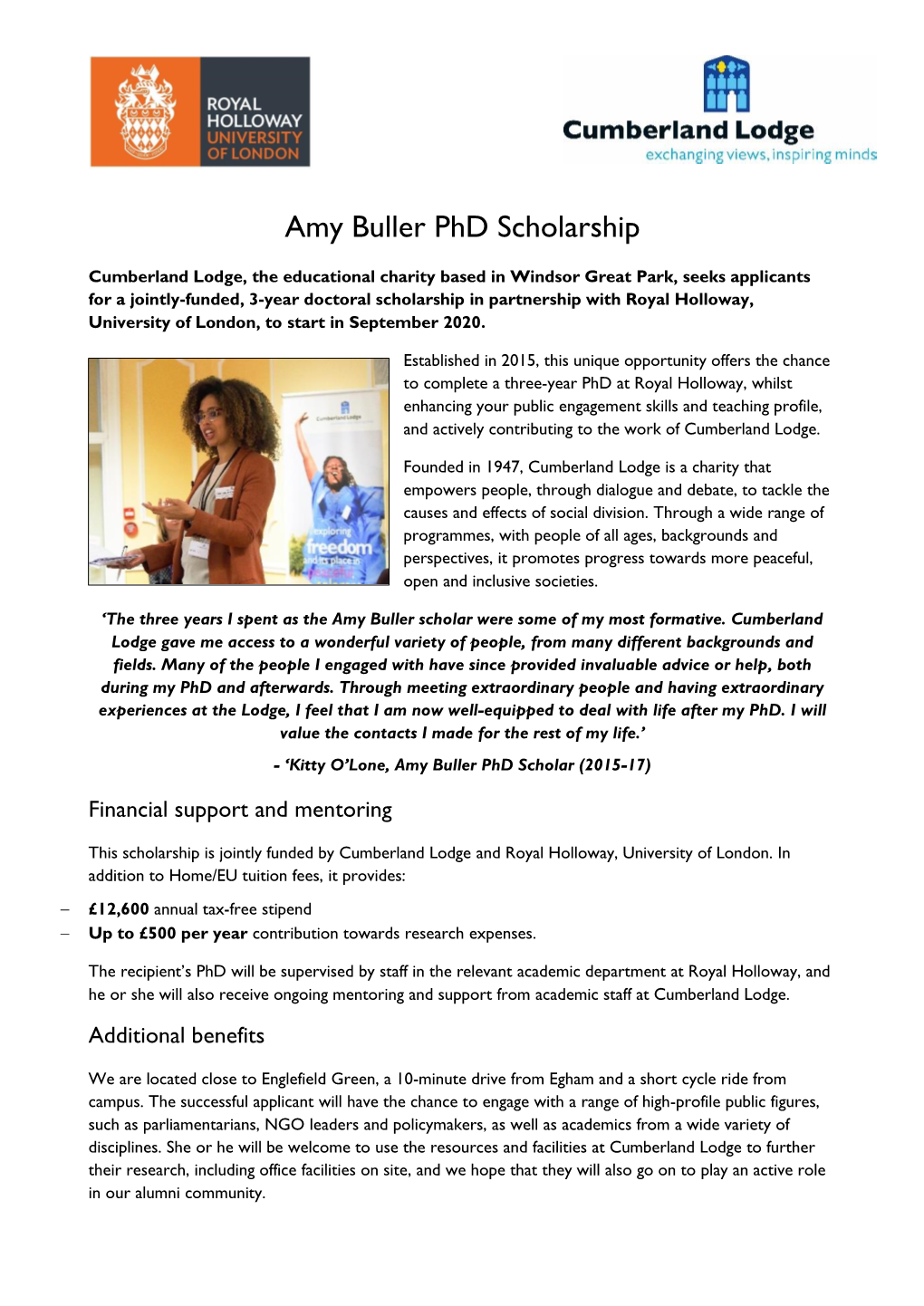 Amy Buller Phd Scholarship