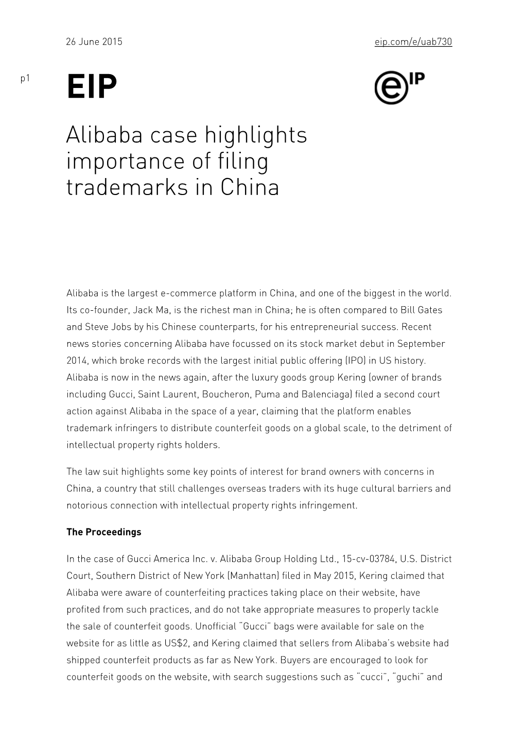 Alibaba Case Highlights Importance of Filing Trademarks in China
