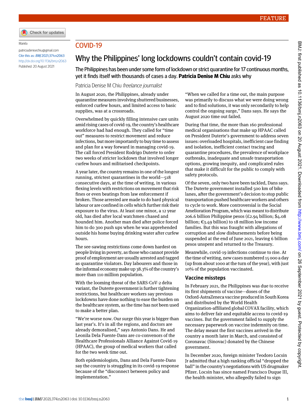 Why the Philippines' Long Lockdowns Couldn't Contain Covid-19