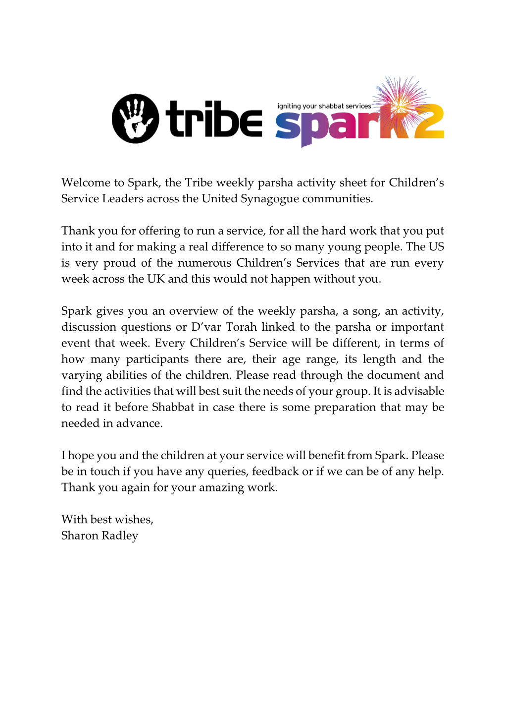 Welcome to Spark, the Tribe Weekly Parsha Activity Sheet for Children's