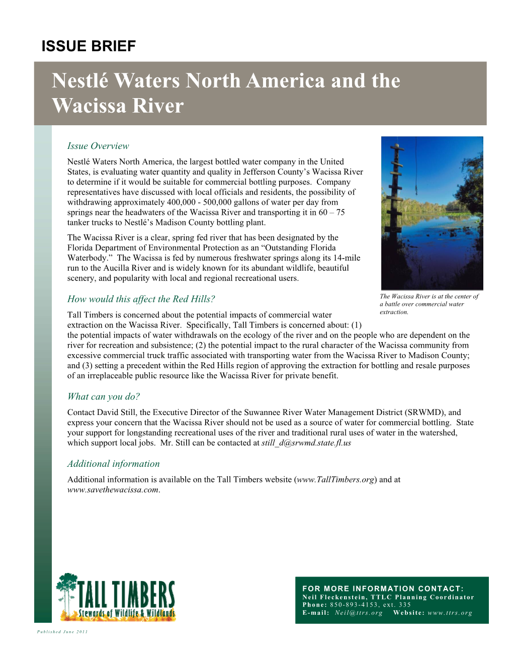 Nestlé Waters North America and the Wacissa River