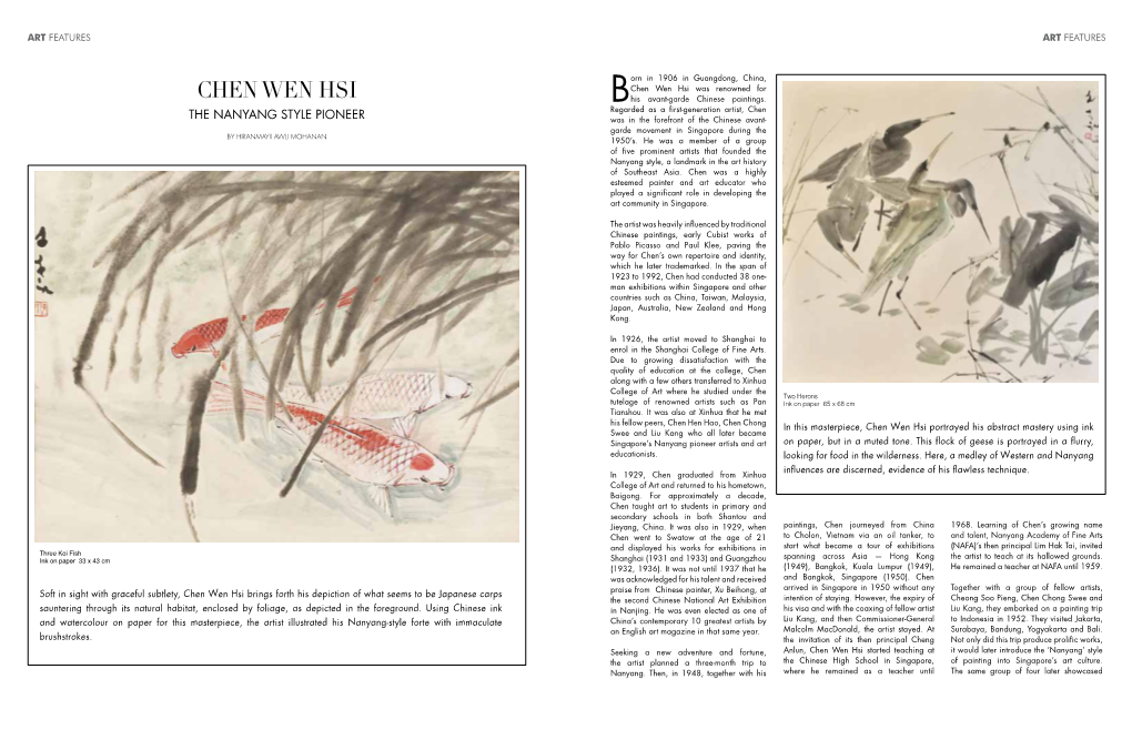 Chen Wen Hsi Was Renowned for CHEN WEN HSI Bhis Avant-Garde Chinese Paintings
