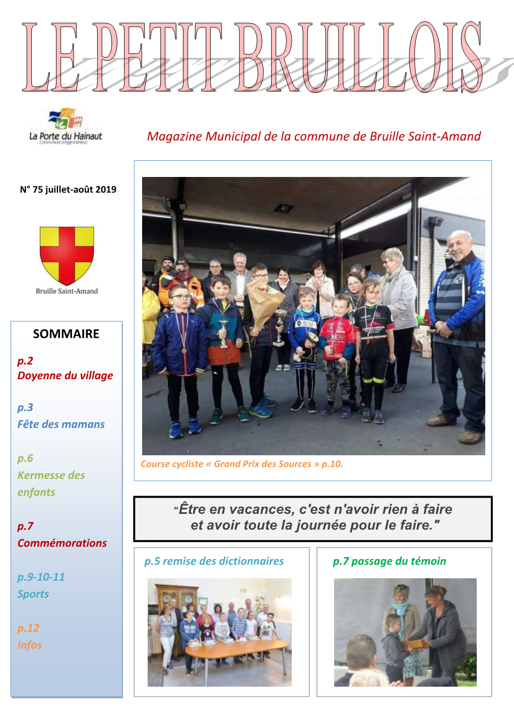 Magazine Municipal De La Commune De Bruille Saint-Amand SOMMAIRE