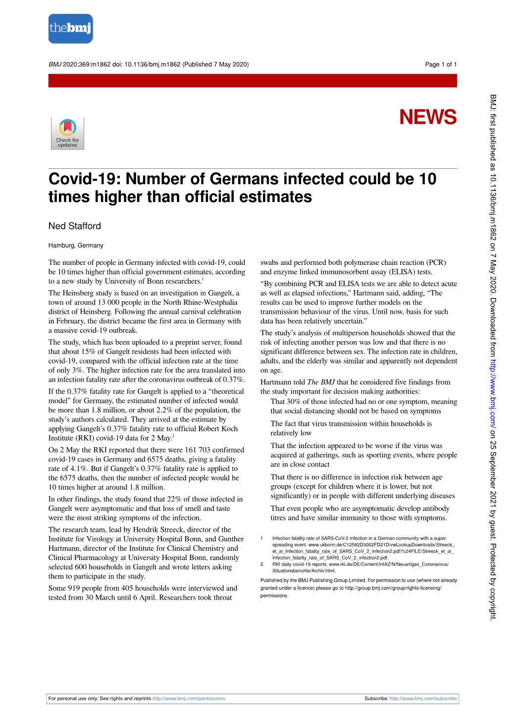 Covid-19: Number of Germans Infected Could Be 10 Times Higher Than Official Estimates