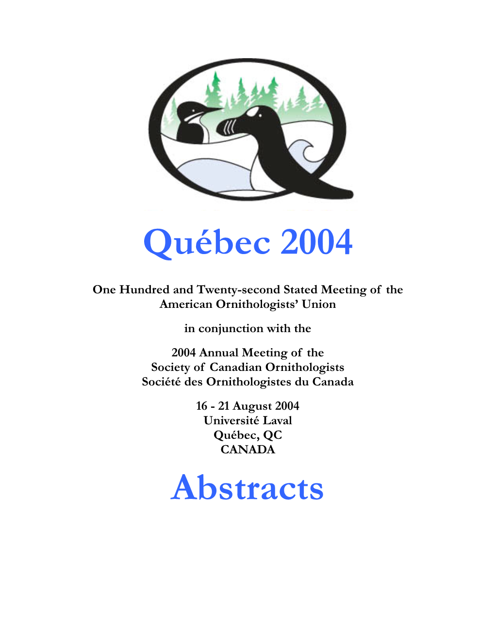 Québec 2004 Abstracts