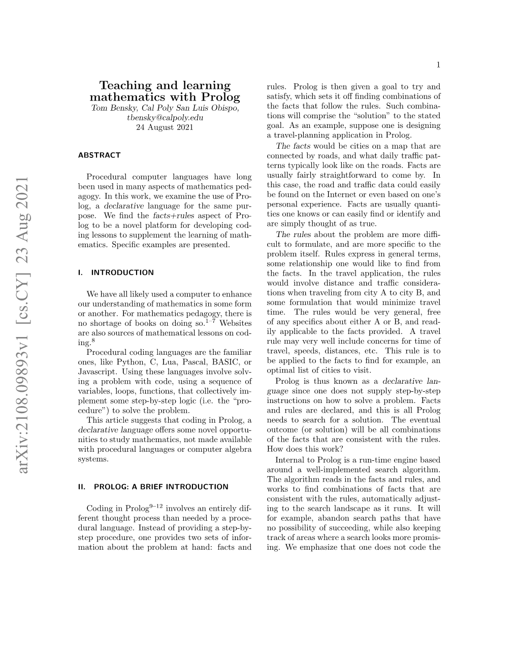 Arxiv:2108.09893V1 [Cs.CY] 23 Aug 2021 the Algorithm Reads in the Facts and Rules, and II