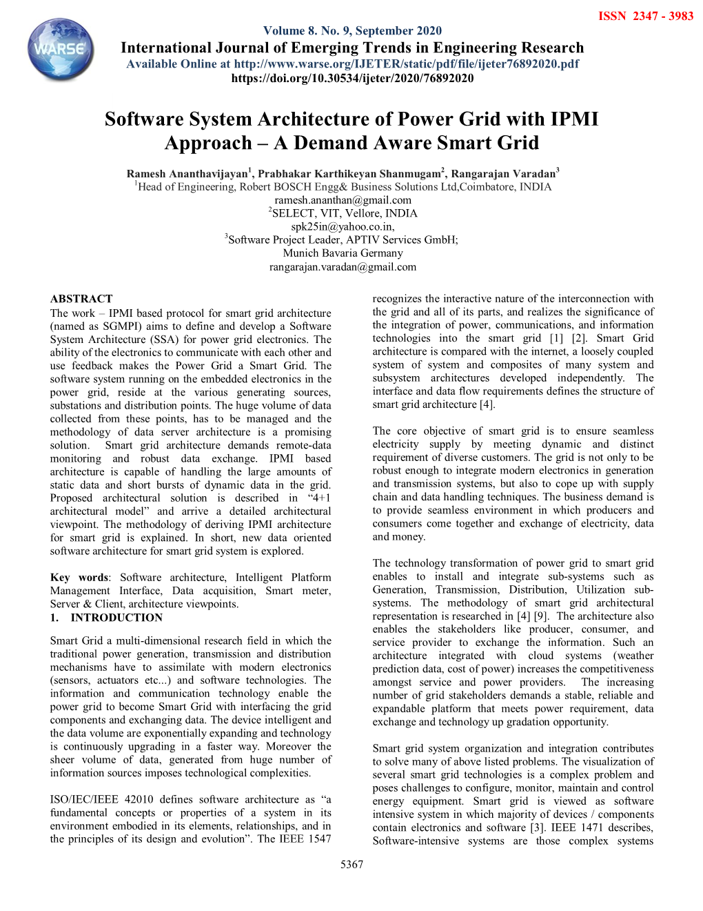 Software System Architecture of Power Grid with IPMI Approach – A