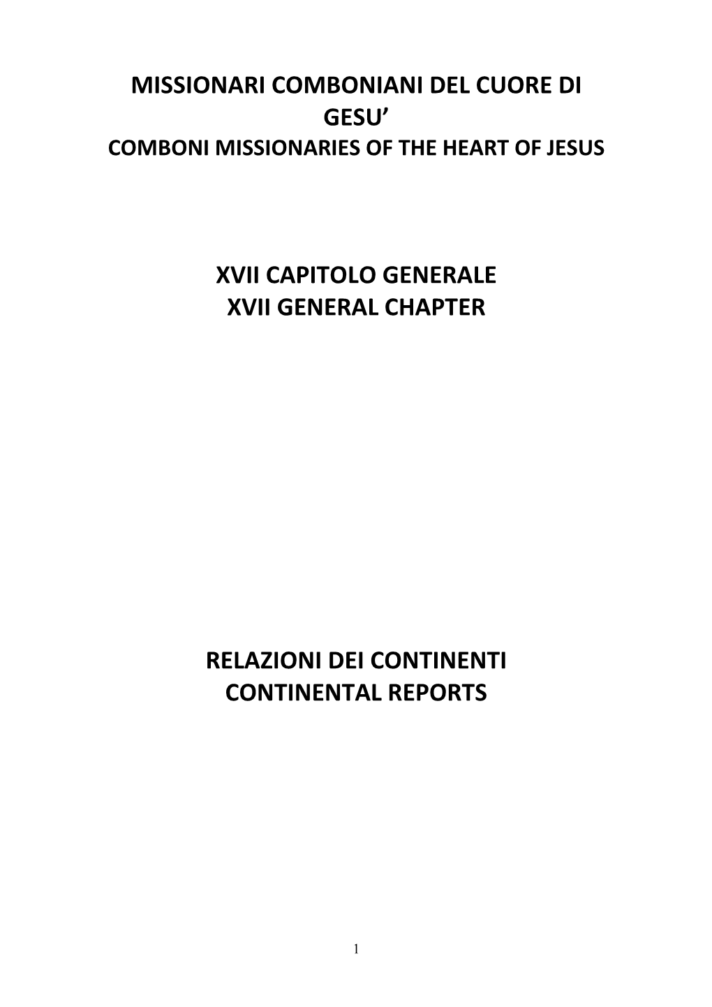 English-Speaking Continental Report