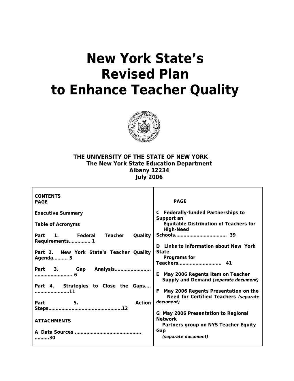 New York - Revised Highly Qualified Teachers State Plan (MS Word)