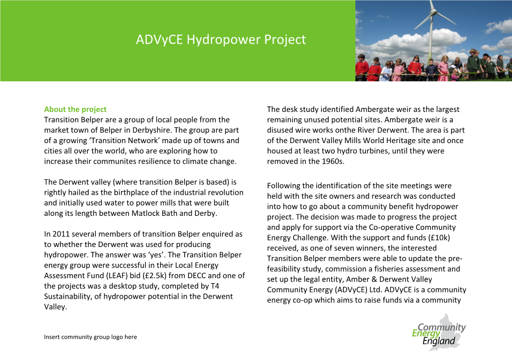 Advyce Hydropower Project