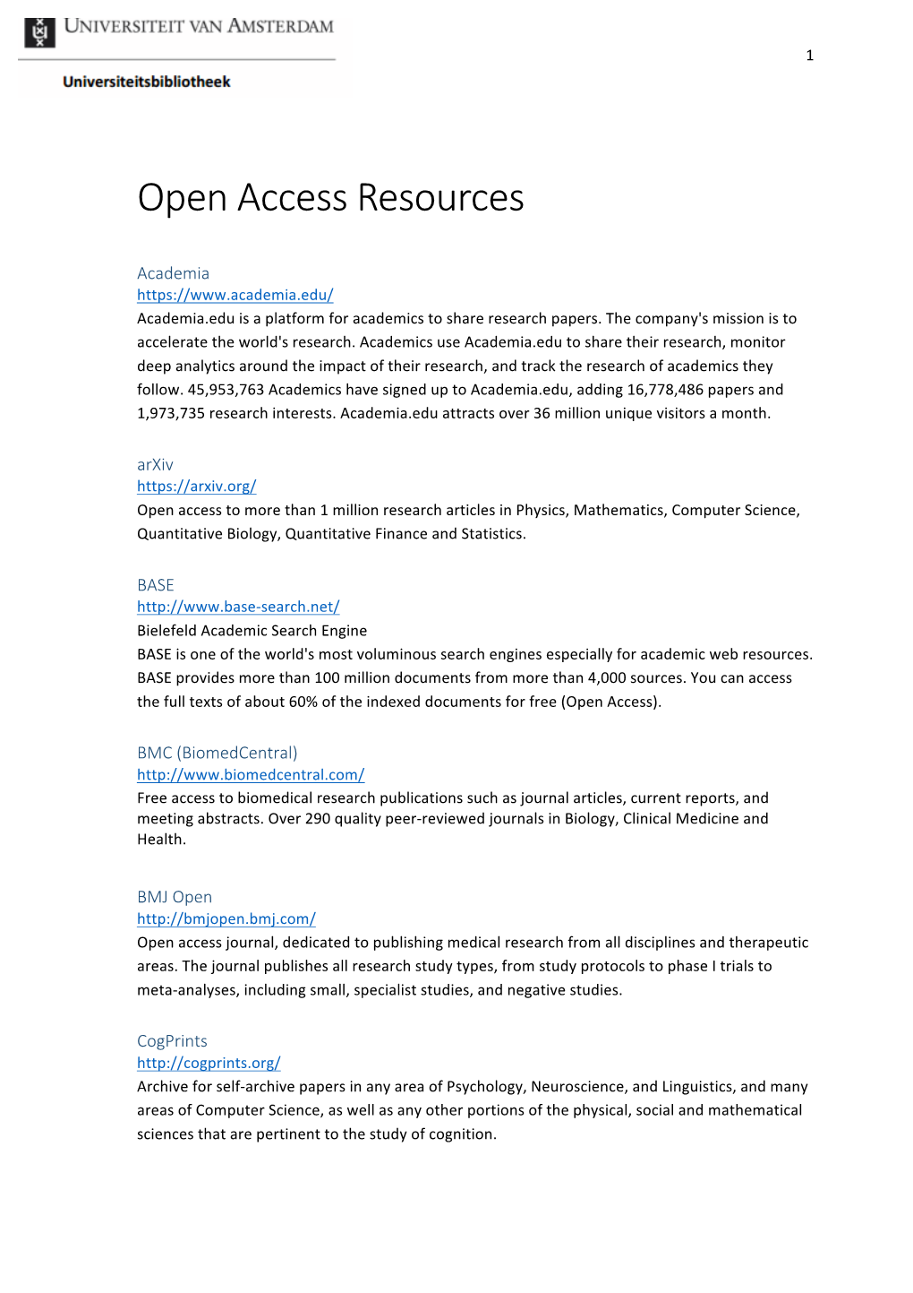 Open Access Resources