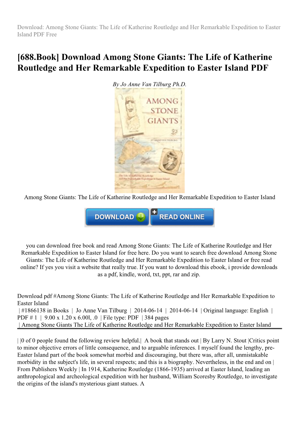 Download Among Stone Giants: the Life of Katherine Routledge and Her Remarkable Expedition to Easter Island PDF
