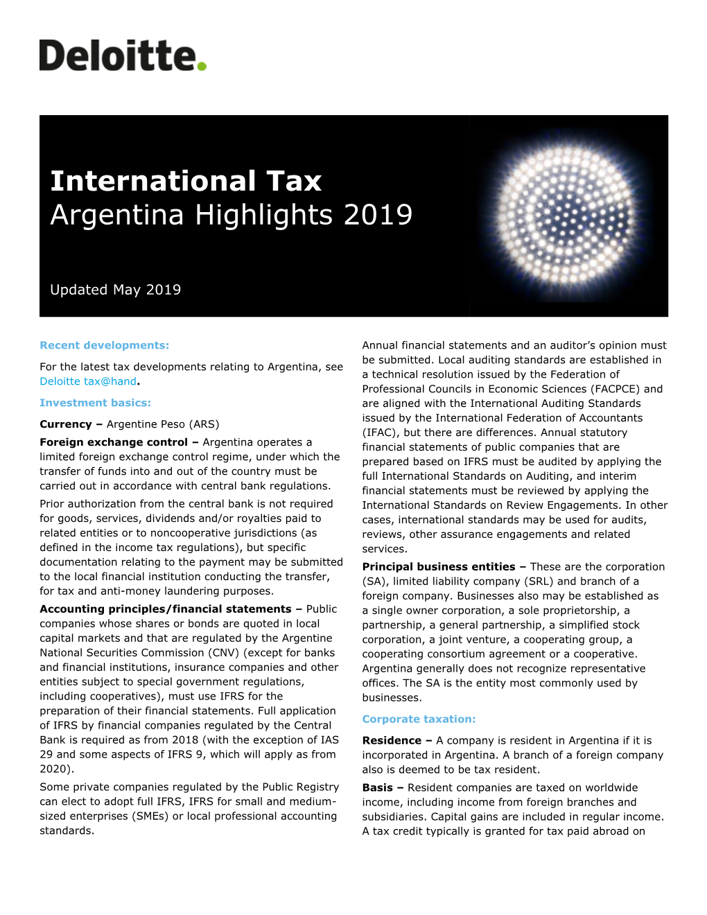 International Tax Argentina Highlights 2019