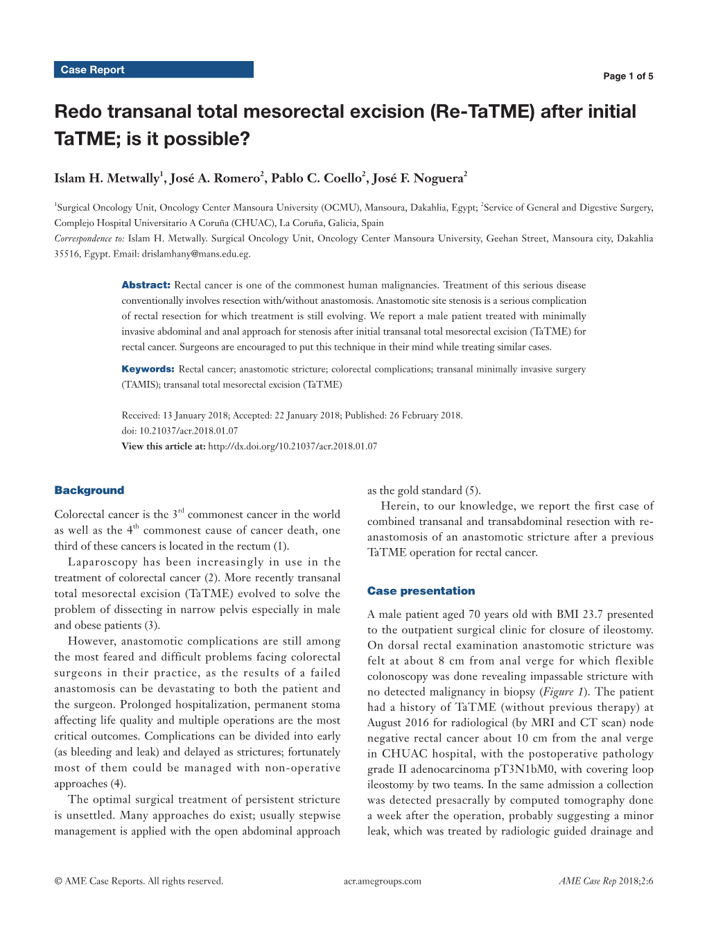 Redo Transanal Total Mesorectal Excision (Re-Tatme) After Initial Tatme; Is It Possible?