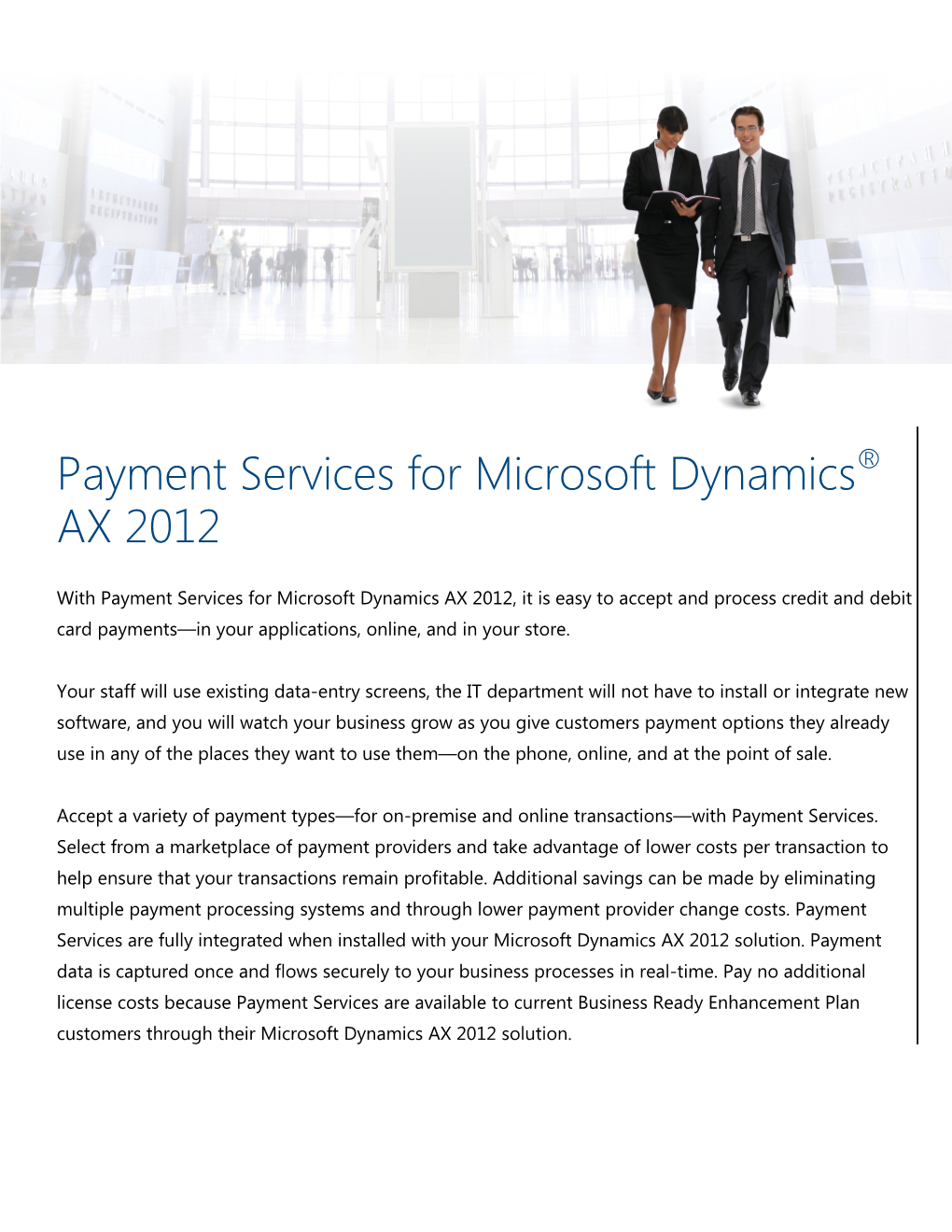 Payment Services for Microsoft Dynamics AX 2012 with Payment Services for Microsoft Dynamics