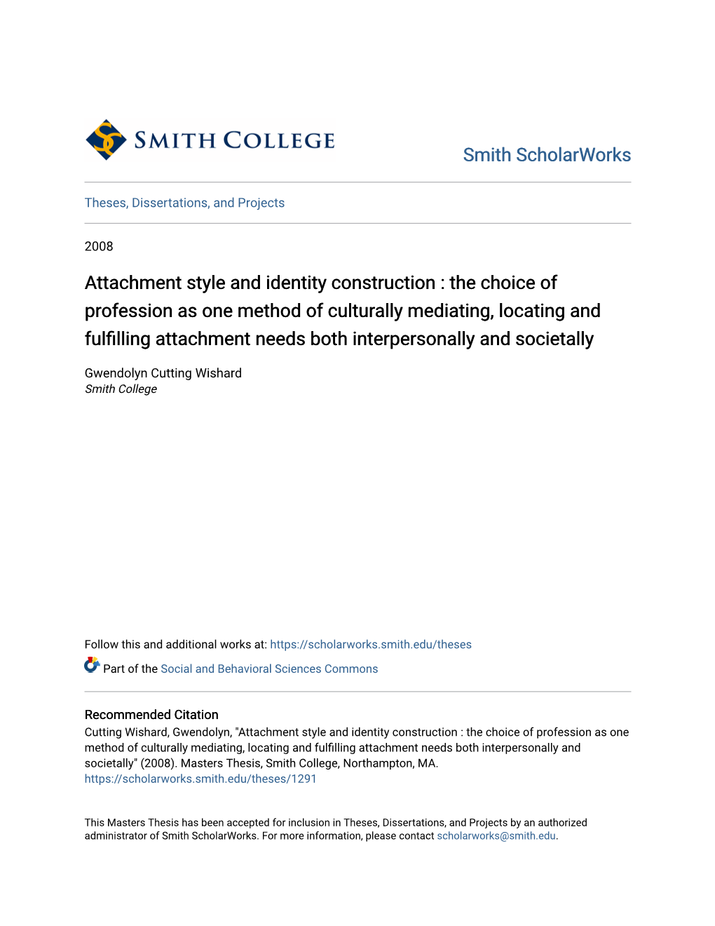 Attachment Style and Identity Construction