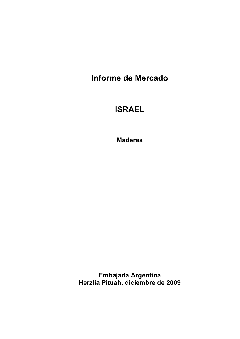 Informe De Mercado ISRAEL