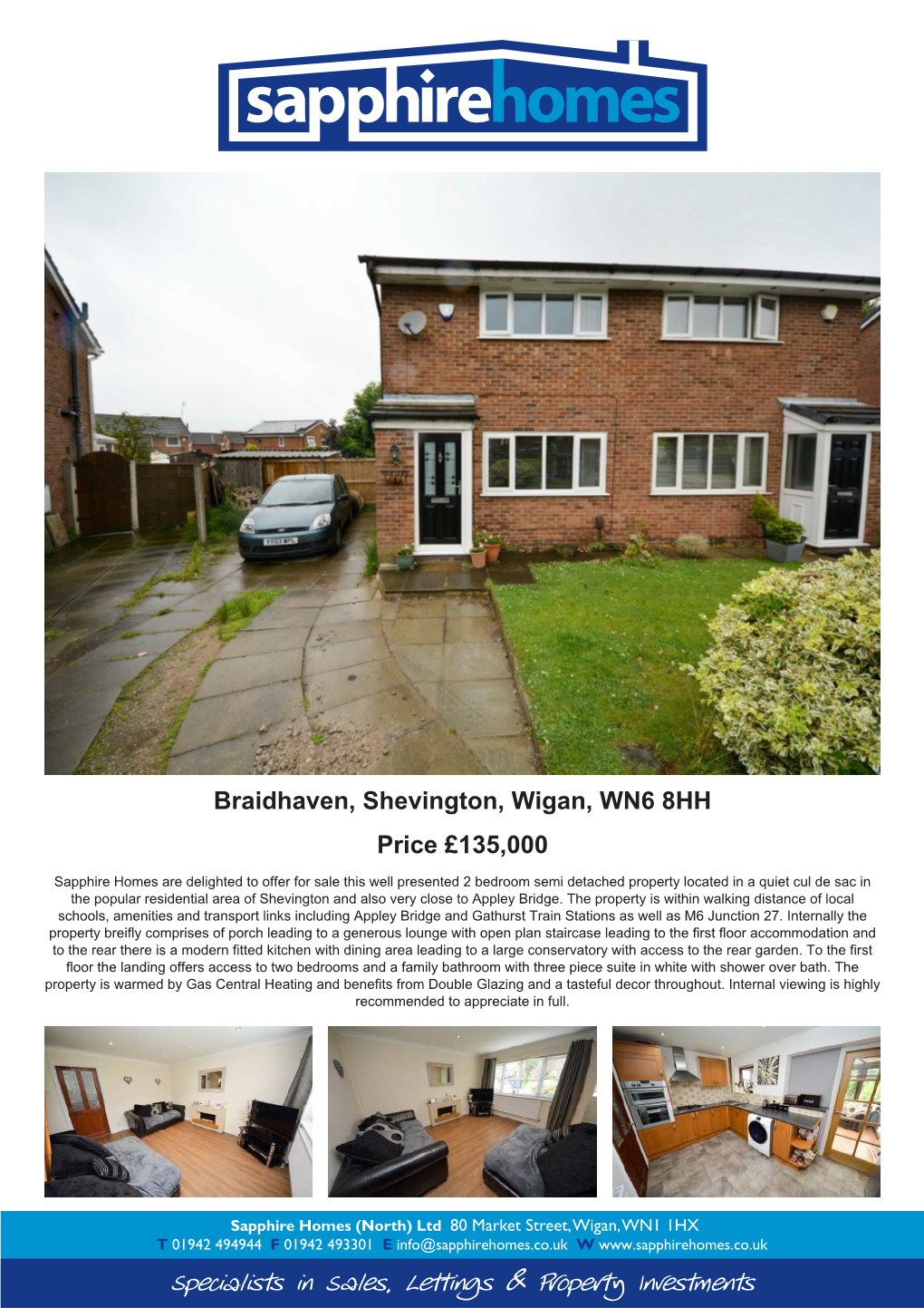 Braidhaven, Shevington, Wigan, WN6 8HH Price £135,000