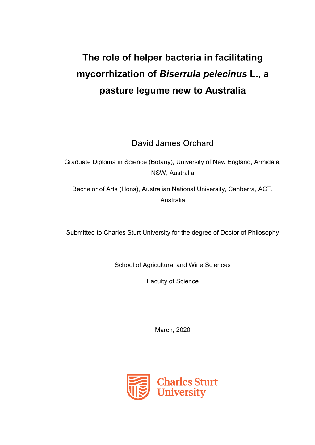 The Role of Helper Bacteria in Facilitating Mycorrhization of Biserrula Pelecinus L., a Pasture Legume New to Australia