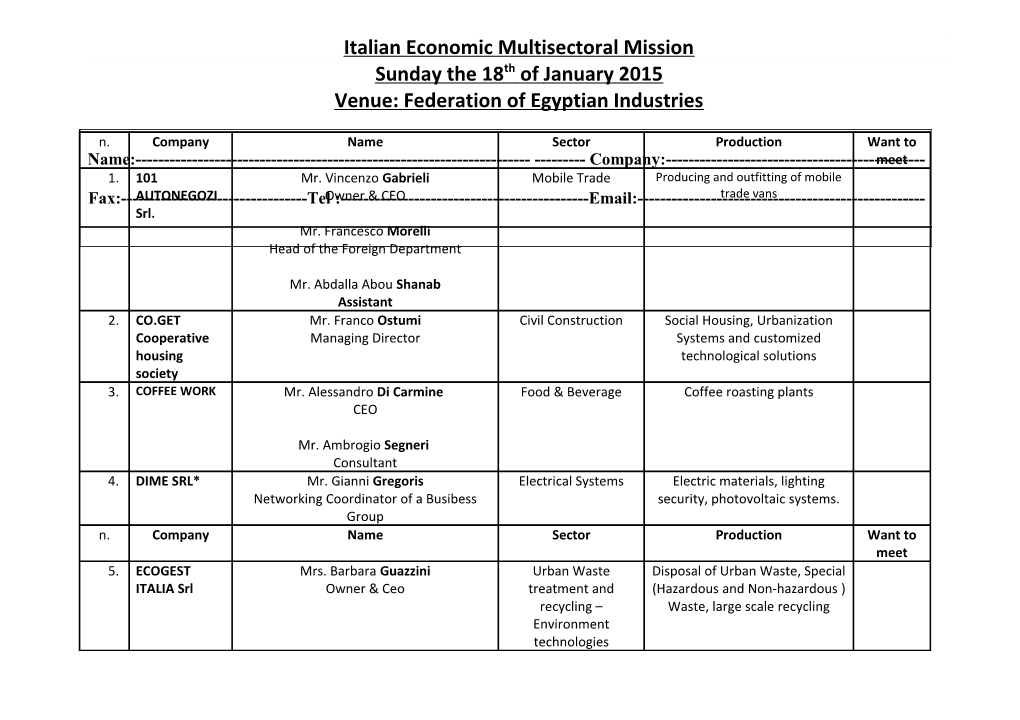 Italian Economic Multisectoral Mission