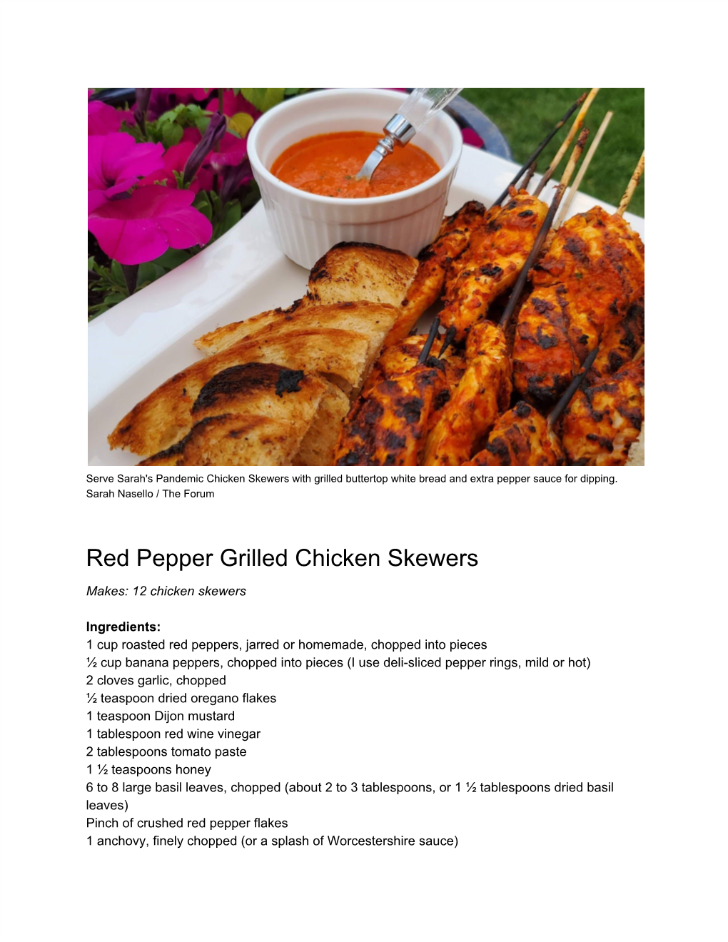 Red Pepper Grilled Chicken Skewers