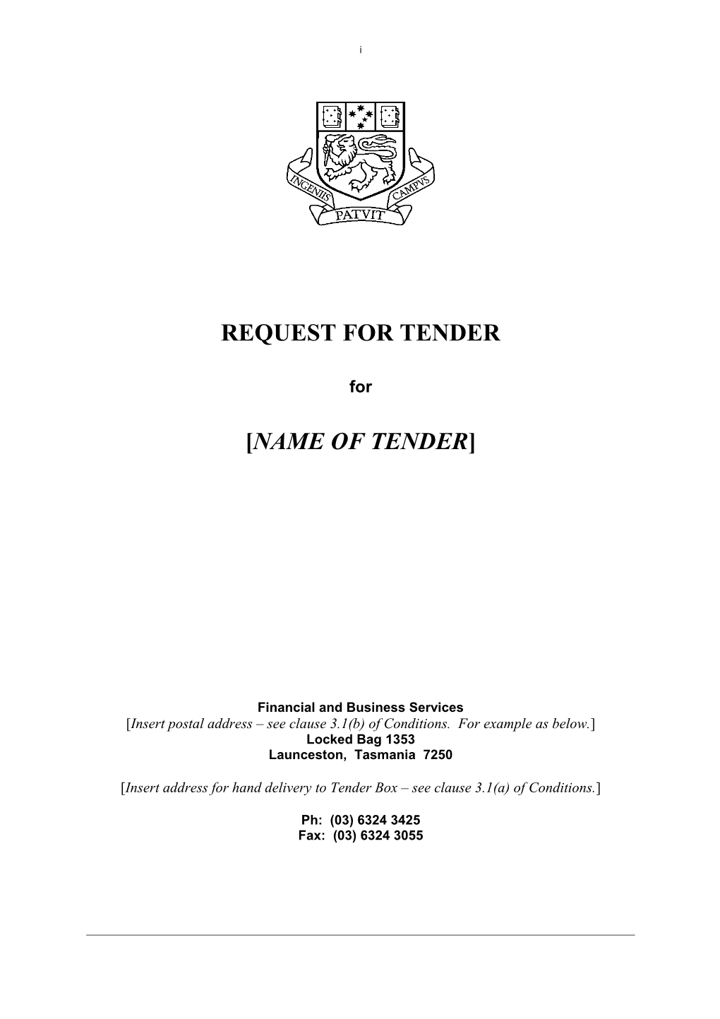 Request for Tender