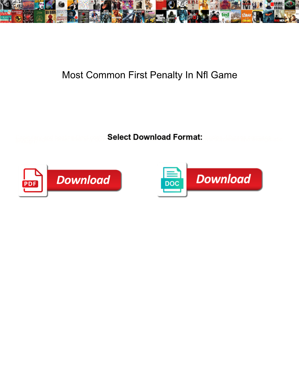 Most Common First Penalty in Nfl Game