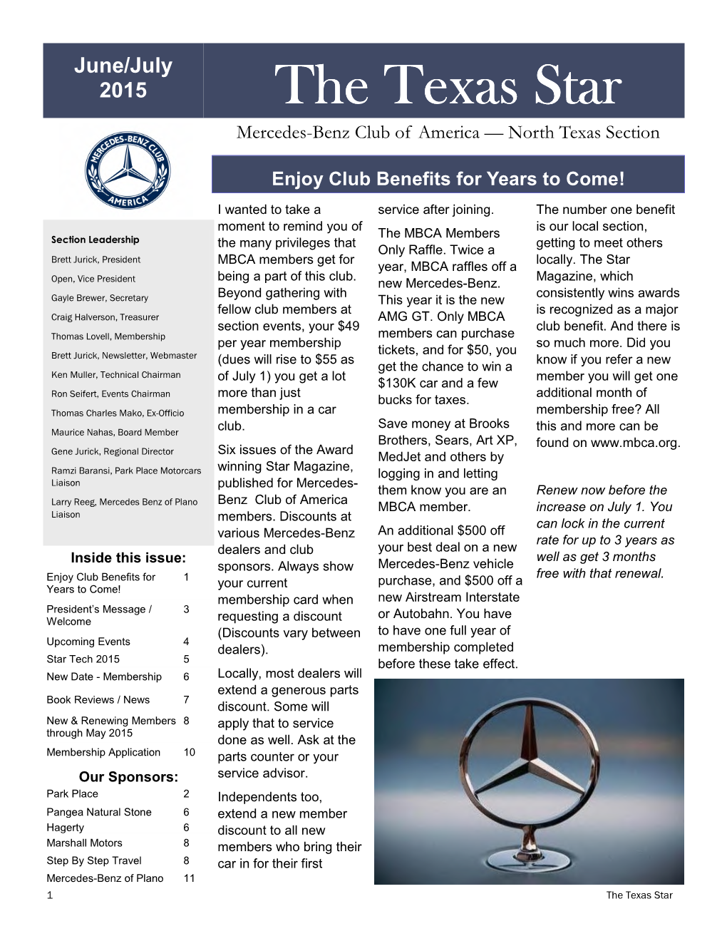 The Texas Star Mercedes-Benz Club of America — North Texas Section