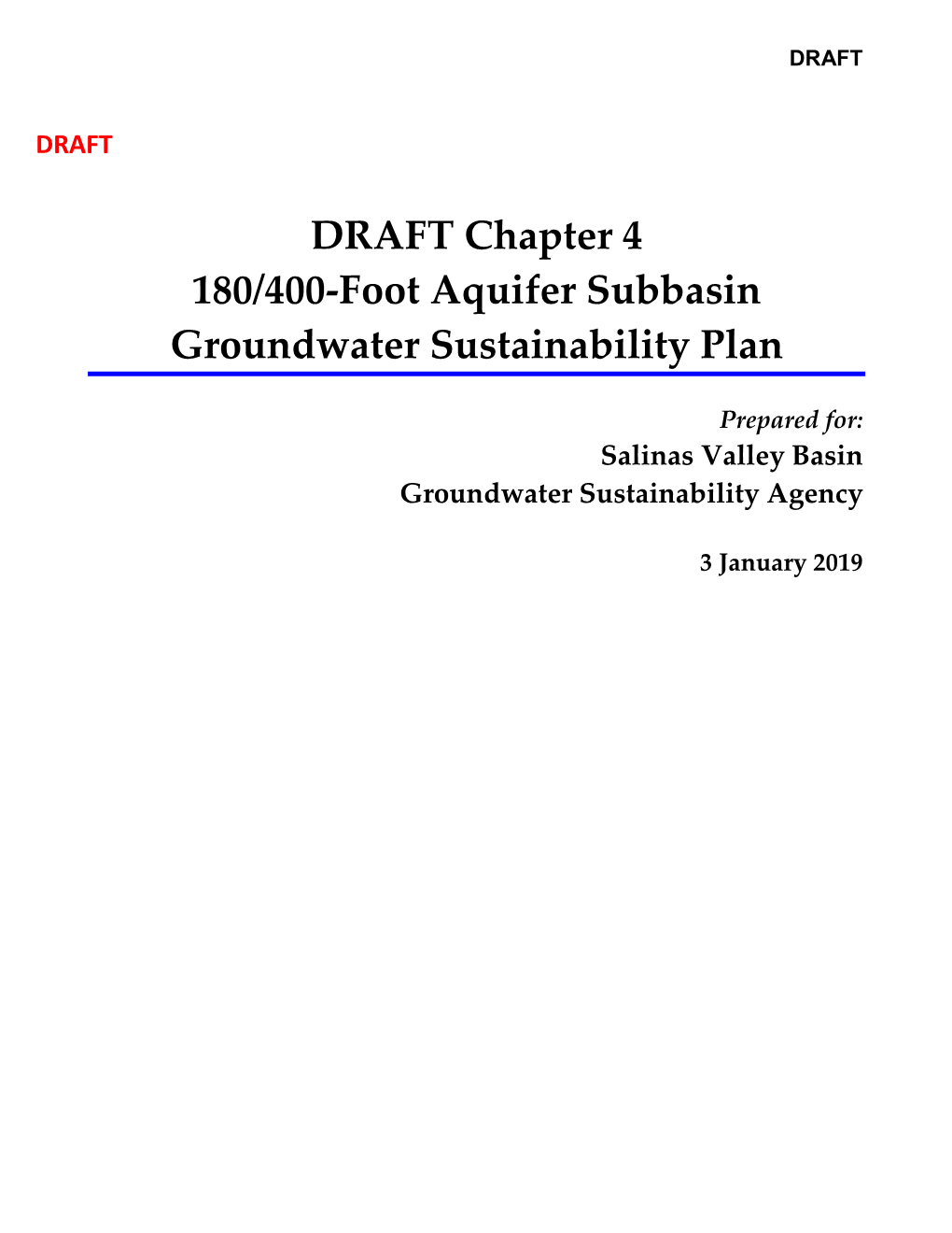 DRAFT Chapter 4 180/400-Foot Aquifer Subbasin Groundwater Sustainability Plan