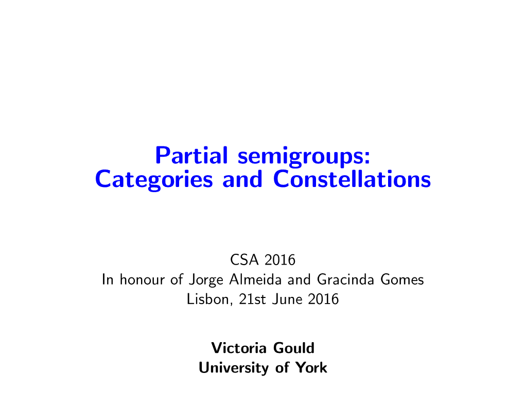 Partial Semigroups: Categories and Constellations