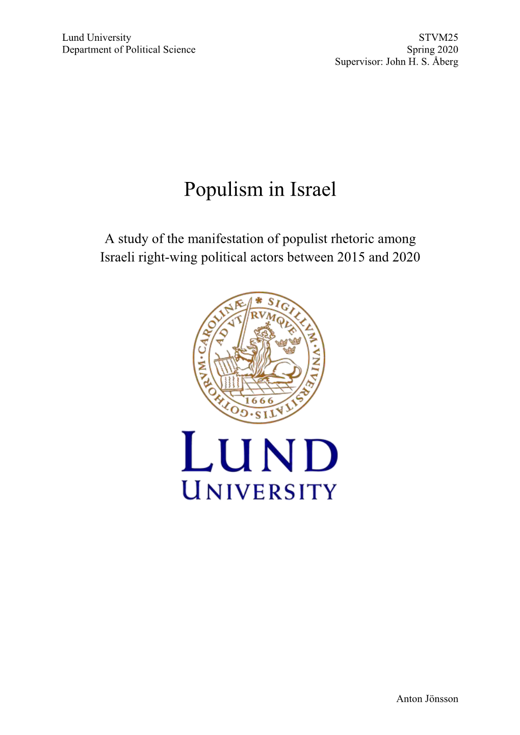 Populism in Israel