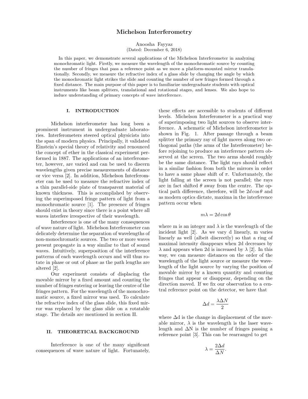 Michelson Interferometry