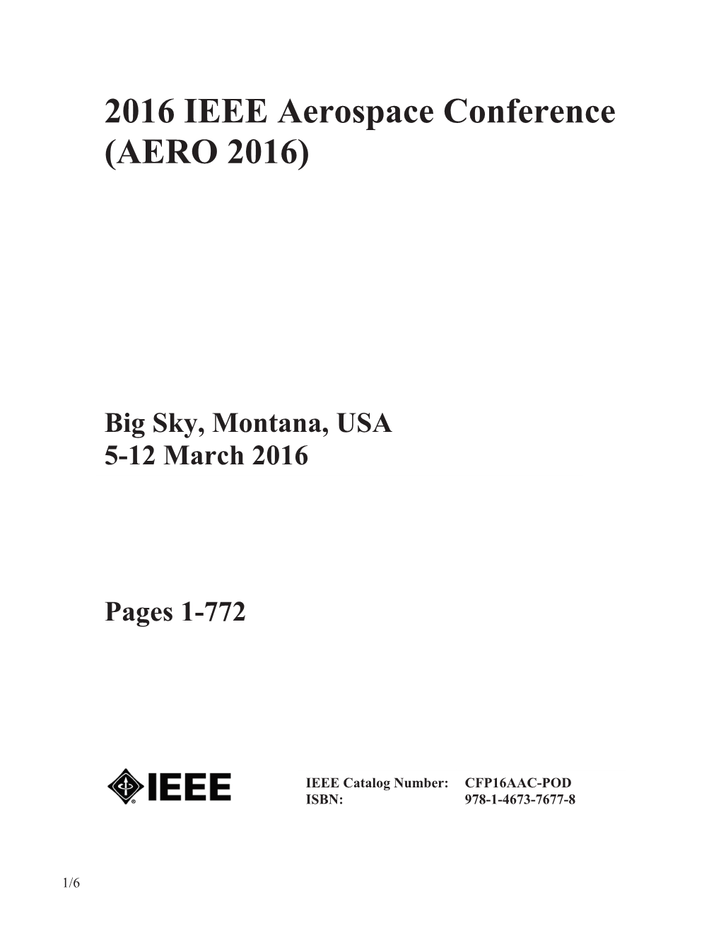 2016 IEEE Aerospace Conference (AERO 2016)