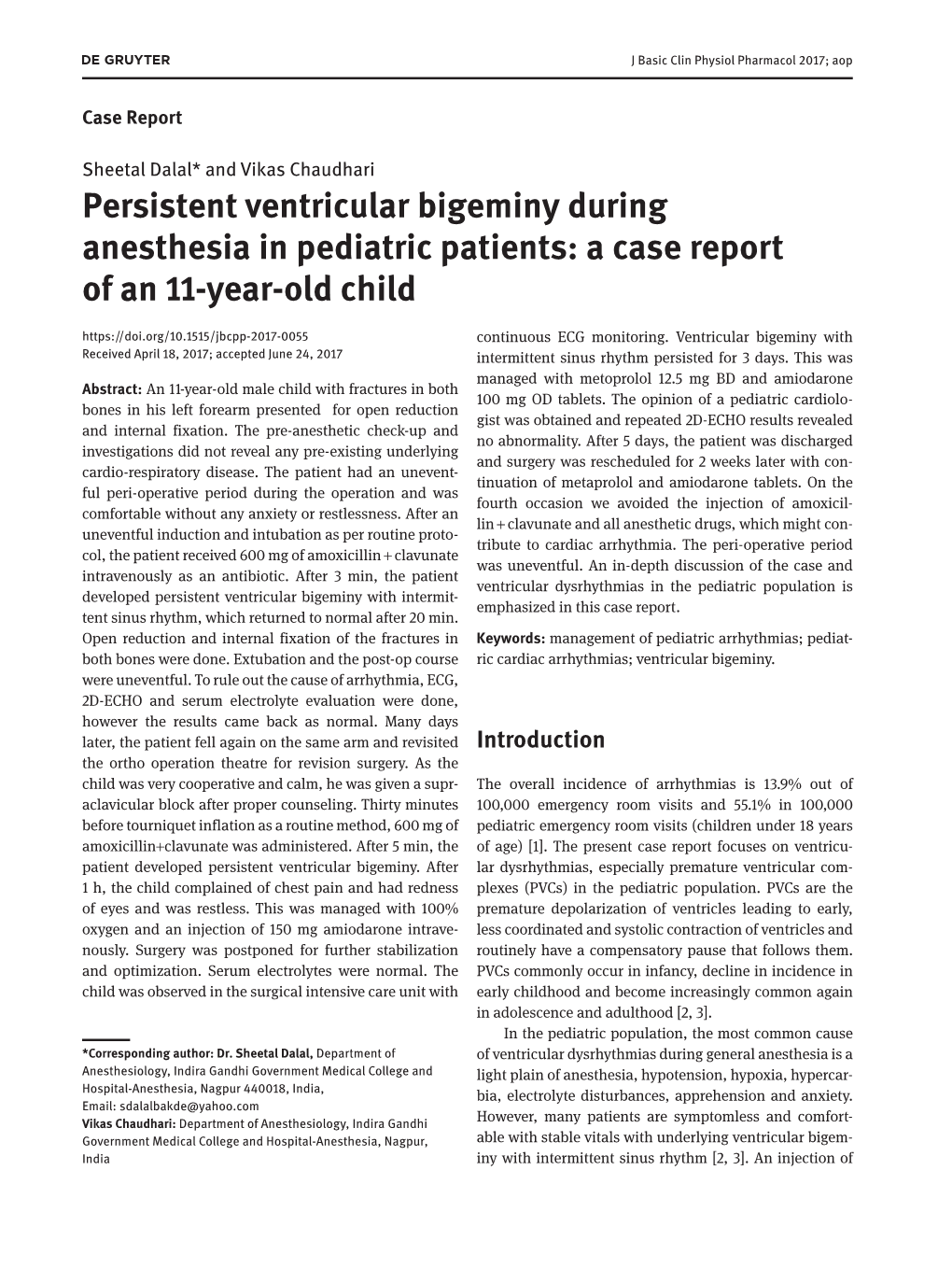 Persistent Ventricular Bigeminy During Anesthesia in Pediatric