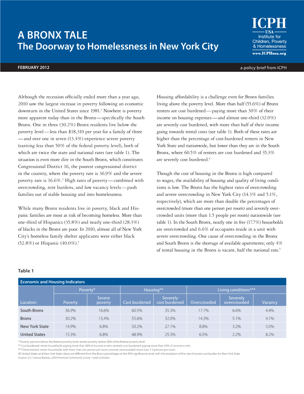 A BRONX TALE the Doorway to Homelessness in New York City