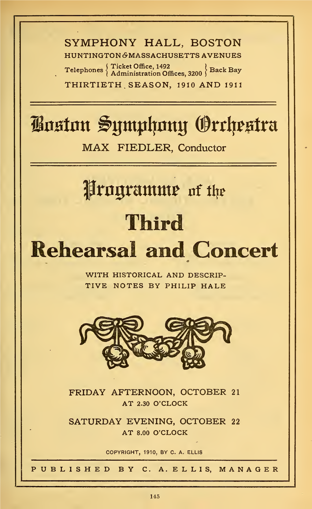 Third Rehearsal and Concert