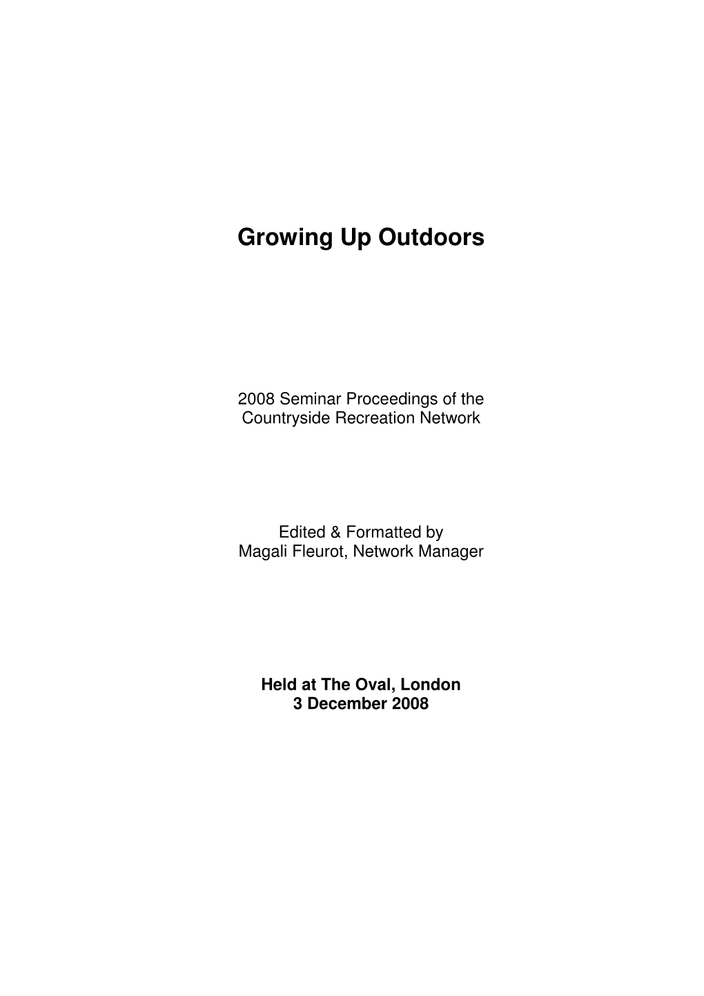 Growing up Outdoors