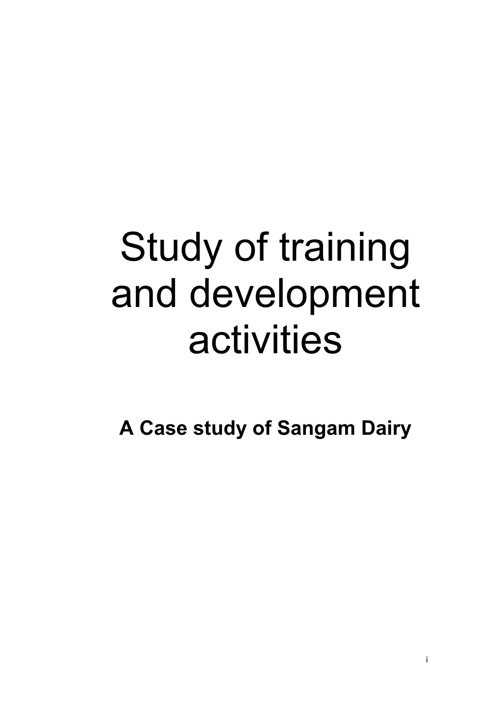 Study of Training and Development Activities