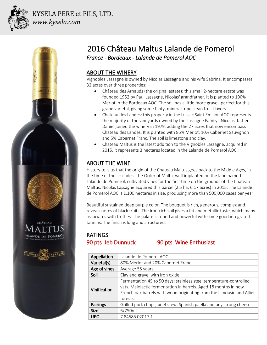 2016 Château Maltus Lalande De Pomerol France - Bordeaux - Lalande De Pomerol AOC