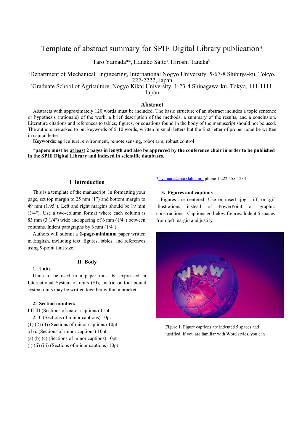 Abstract-Papers up to 4 Pages Should Be Submitted Using This Format s2