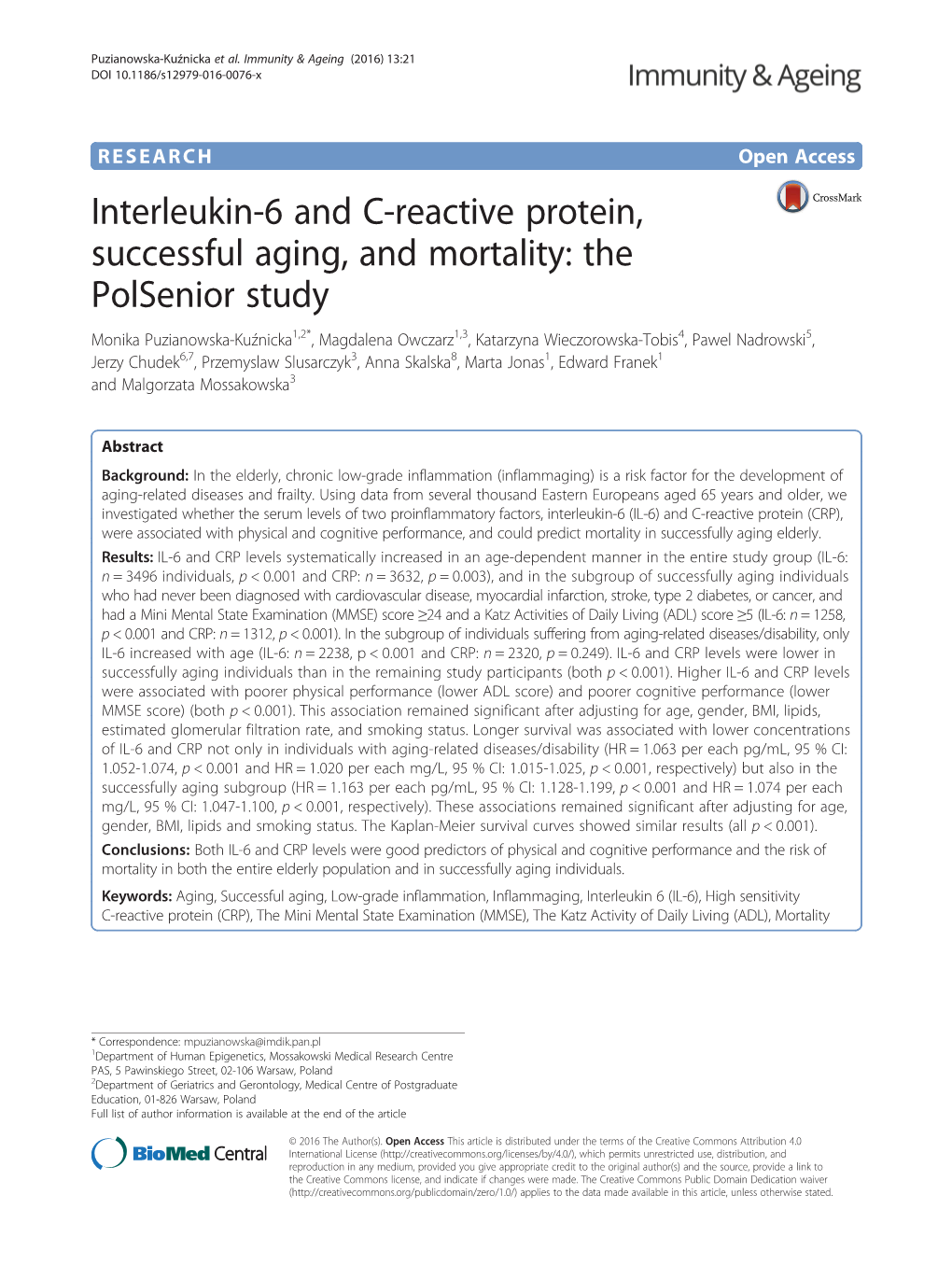 Interleukin-6 and C-Reactive Protein, Successful