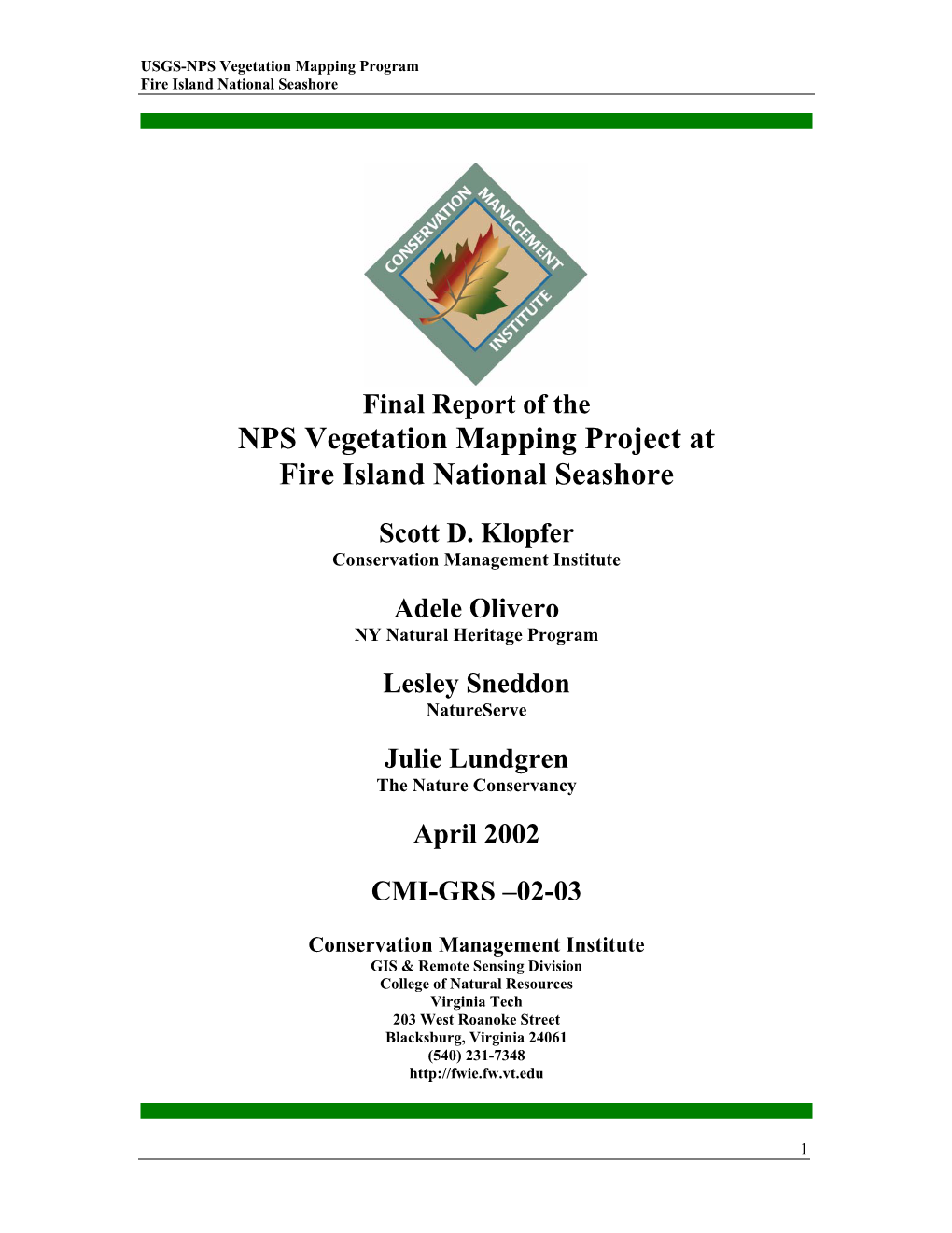 Vegetation Classification and Mapping Project Report