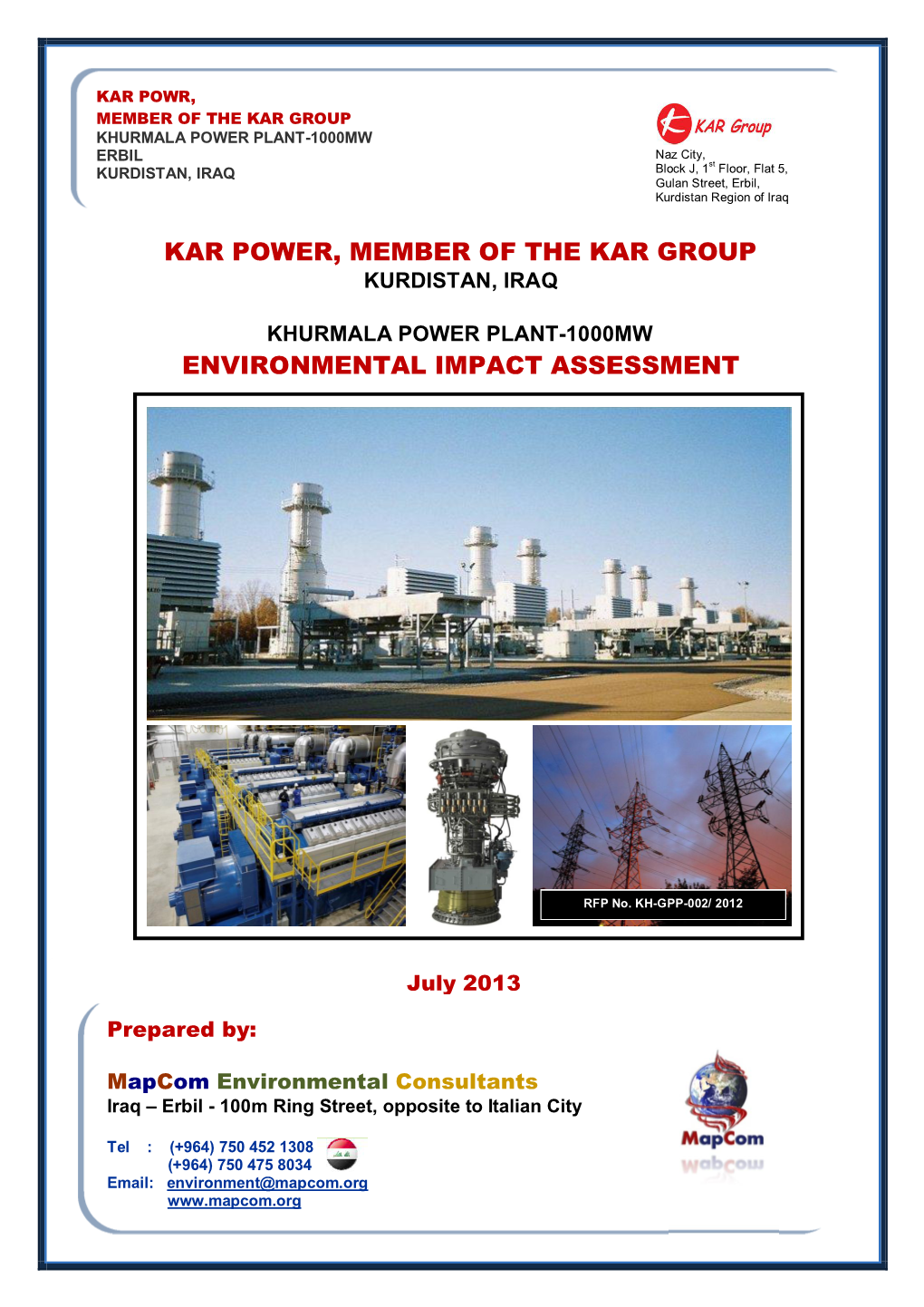 Kar Power, Member of the Kar Group Environmental Impact Assessment