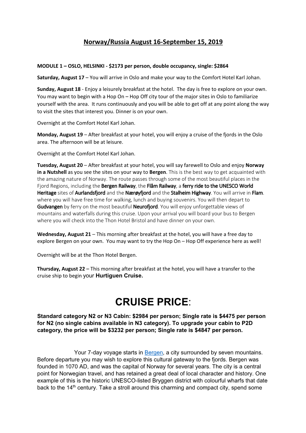 Cruise Price