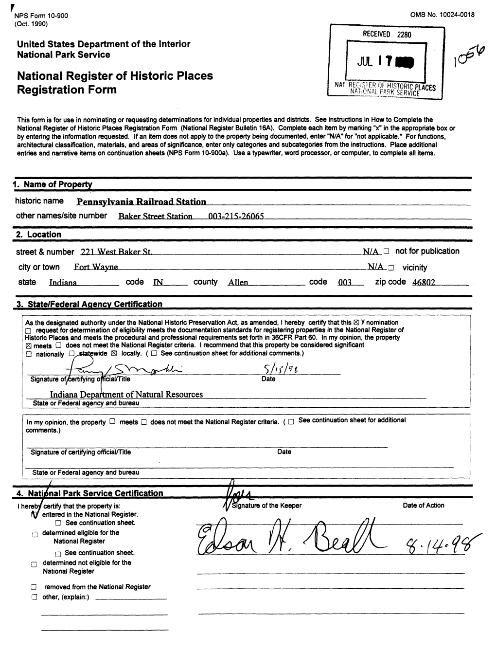 JUL !?•§ National Register of Historic Places NAT Fro Jco Registration Form Ko'lmisdlf*