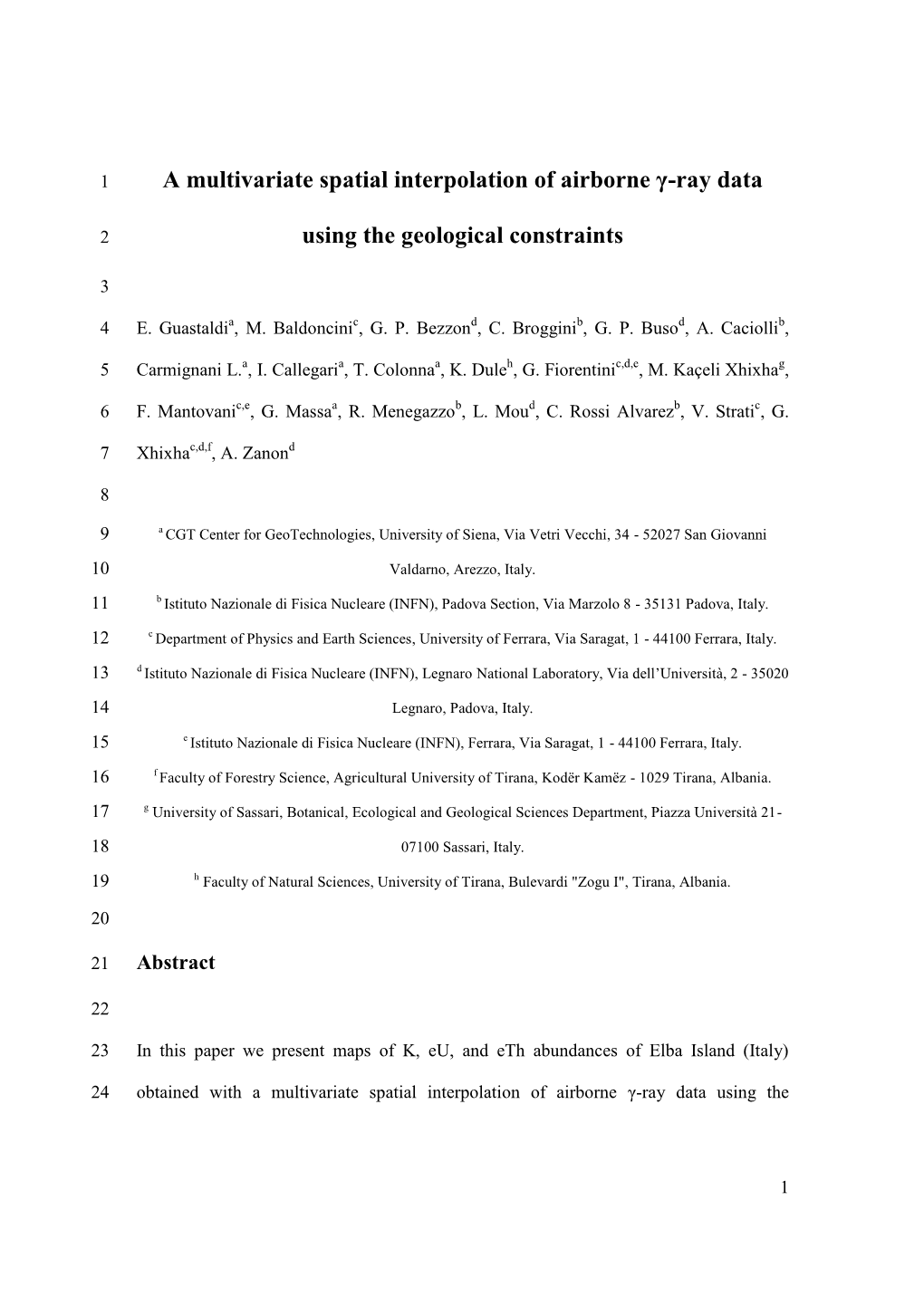 A Multivariate Spatial Interpolation of Airborne Γ-Ray Data