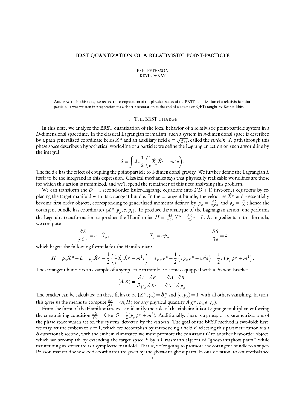 Brst Quantization of a Relativistic Point-Particle