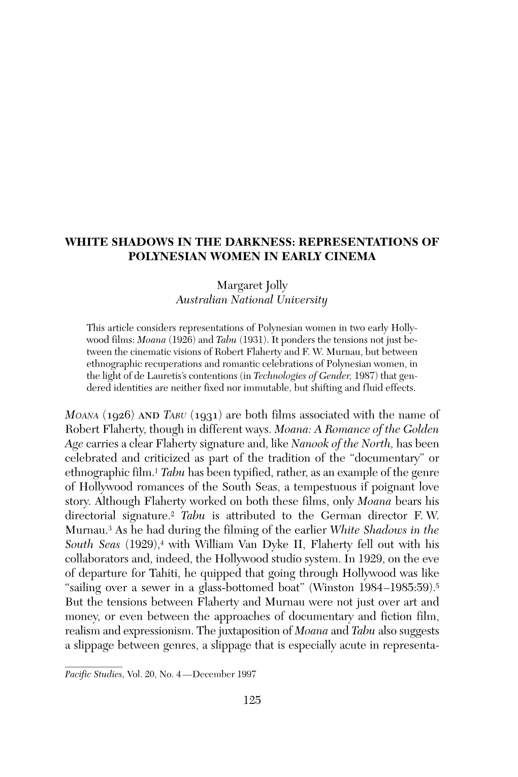 Representations of Polynesian Women in Early Cinema