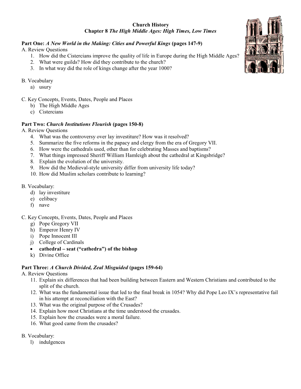 Chapter 8 the High Middle Ages: High Times, Low Times